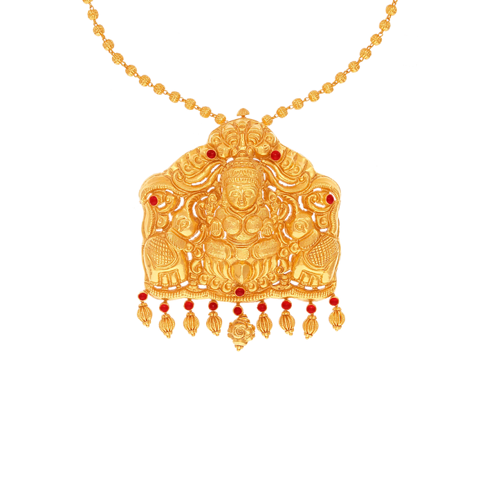 Intriguing Antique Laxmi Necklace With Gemstones in 22K Gold