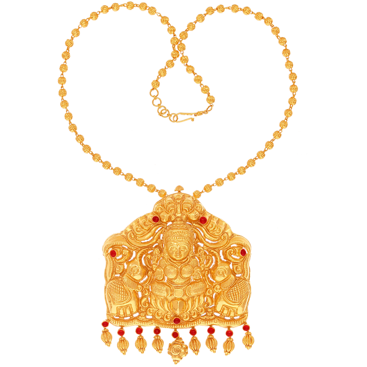 Intriguing Antique Laxmi Necklace With Gemstones in 22K Gold