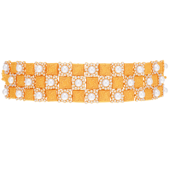 Precious Antique Choker Set With White Polki in 22K Rose Gold