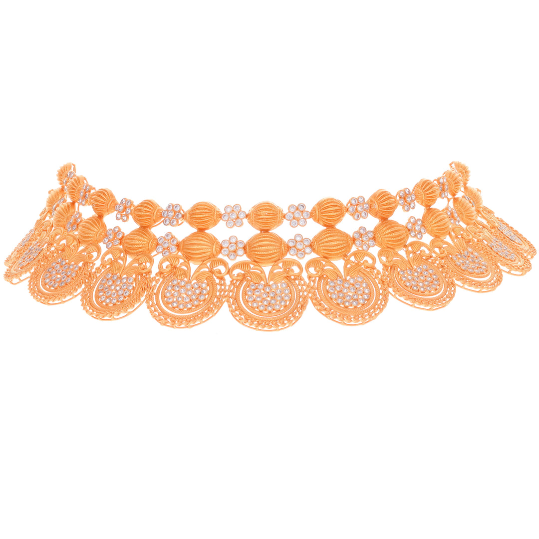 Endearing Antique Choker Set With White Polki in 22K Rose Gold