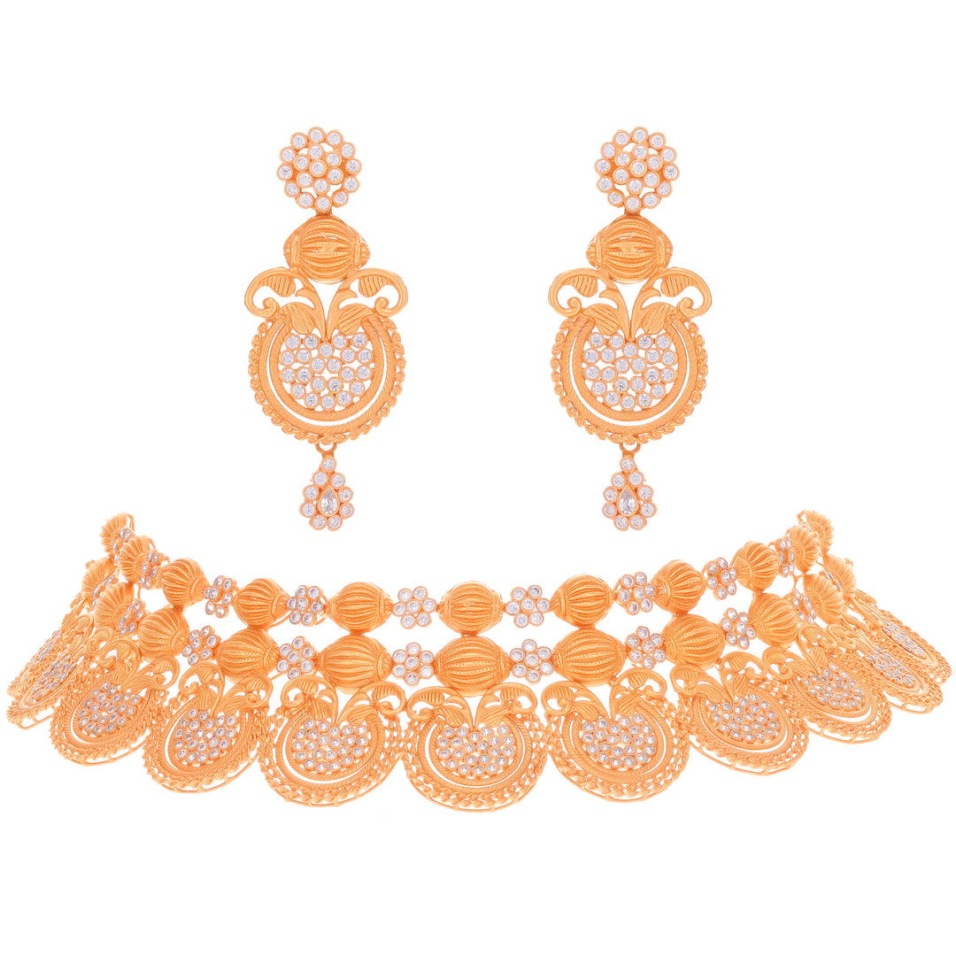 Endearing Antique Choker Set With White Polki in 22K Rose Gold