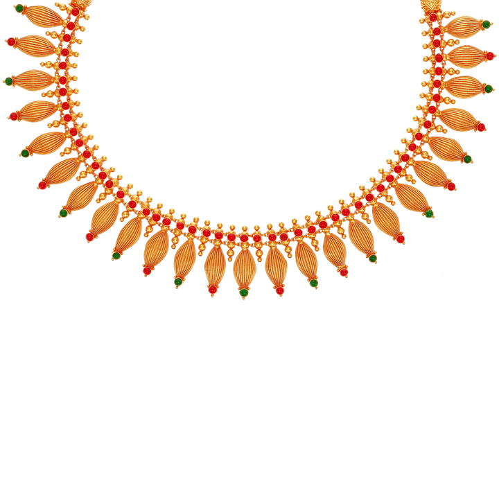 Intriguing Antique Laxmi Necklace Set With Gemstones in 22K Gold