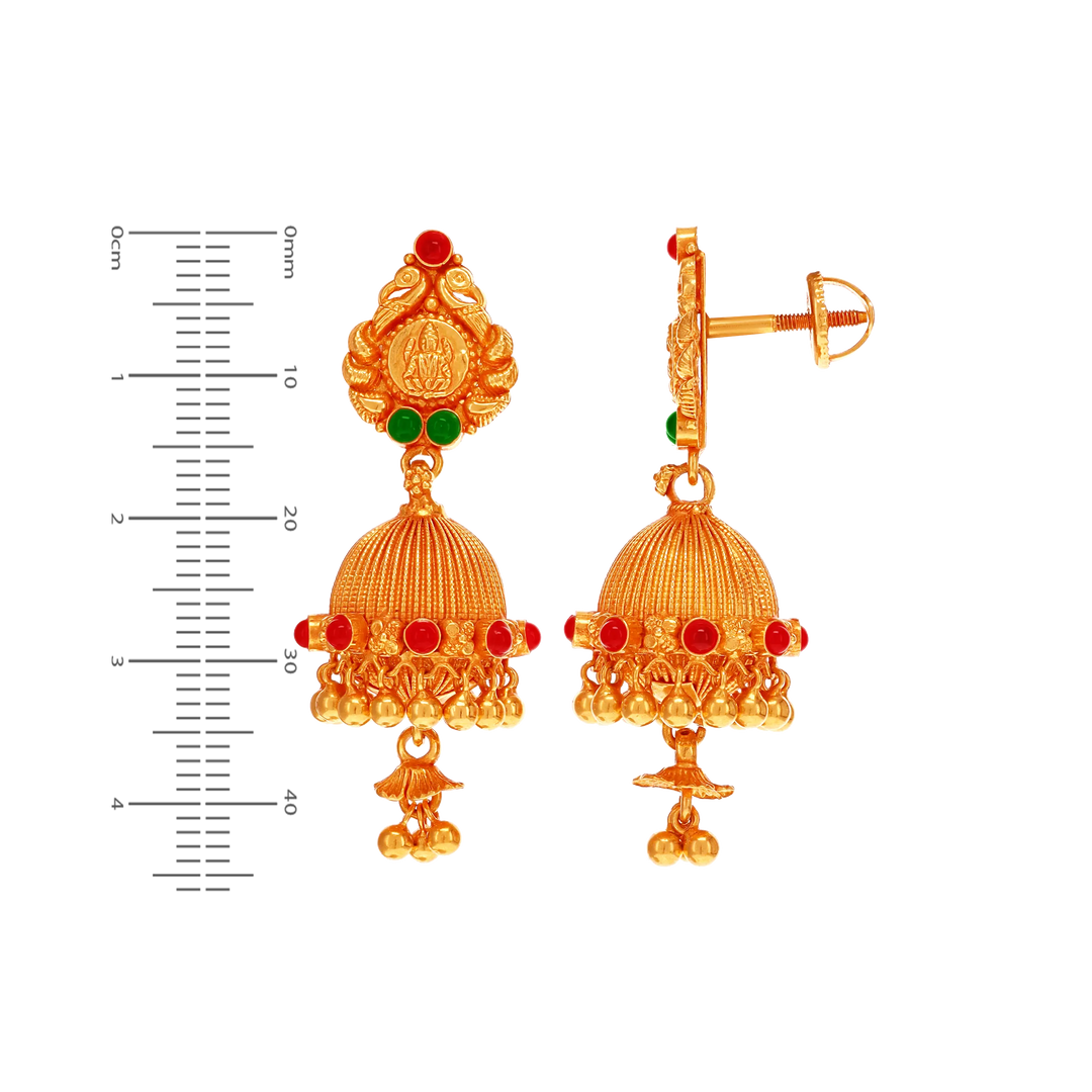 Intriguing Antique Laxmi Necklace Set With Gemstones in 22K Gold