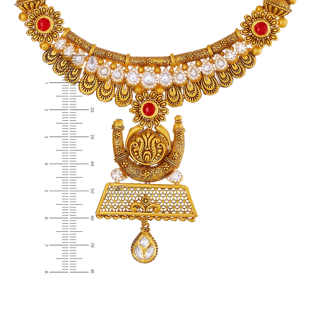 Magnificent Antique Necklace Set with Kundan & Gemstones in 22K Gold