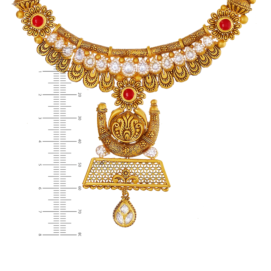 Magnificent Antique Necklace Set with Kundan & Gemstones in 22K Gold
