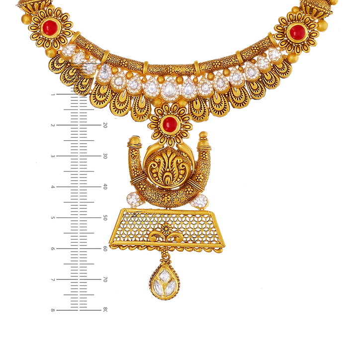 Magnificent Antique Necklace Set with Kundan & Gemstones in 22K Gold