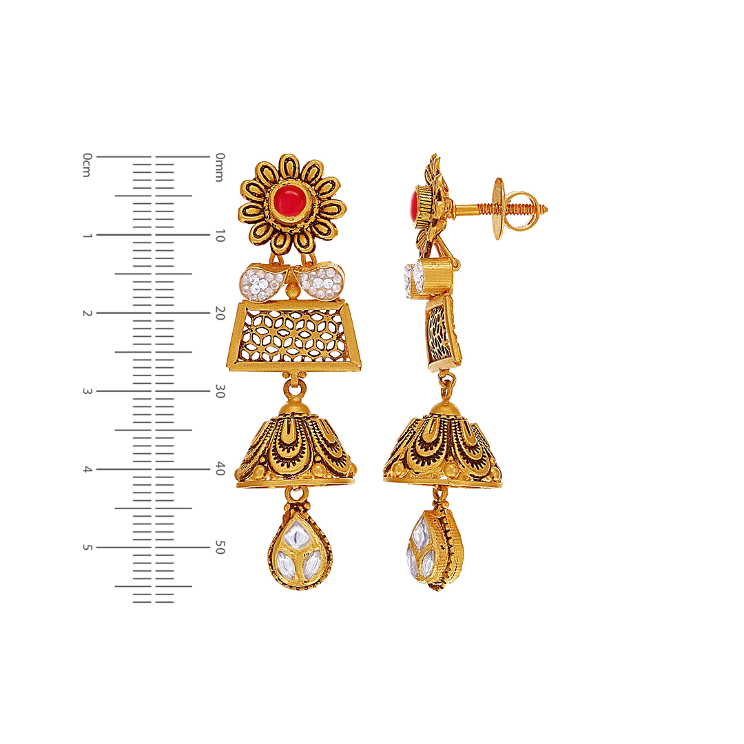 Magnificent Antique Necklace Set with Kundan & Gemstones in 22K Gold