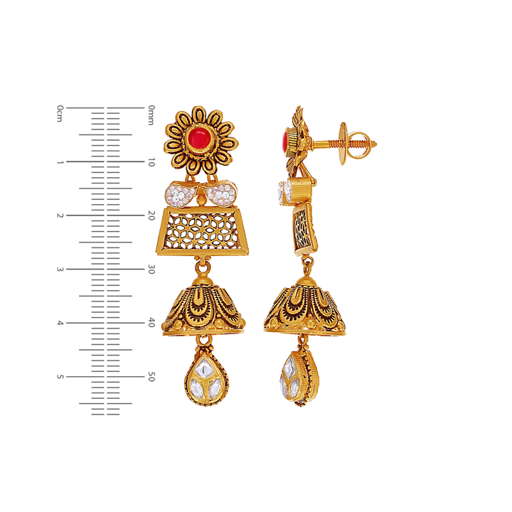 Magnificent Antique Necklace Set with Kundan & Gemstones in 22K Gold