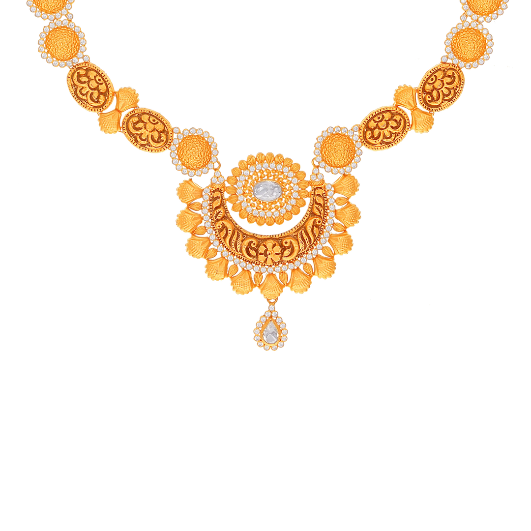 Beautiful Antique Necklace Set with White Polki & Gemstones in 22K Rose Gold