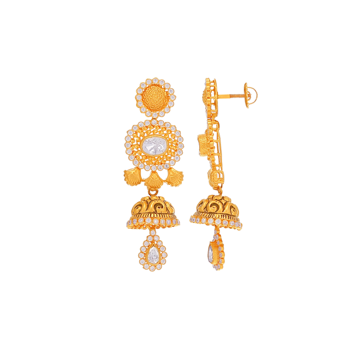 Beautiful Antique Necklace Set with White Polki & Gemstones in 22K Rose Gold