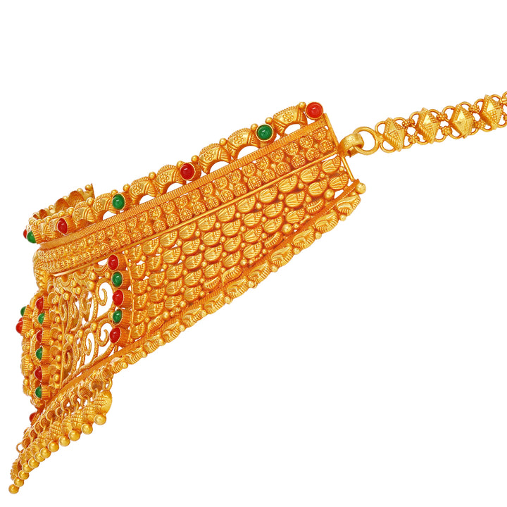 Elegant Antique Laxmi Choker Set with Gemstones in 22K Gold
