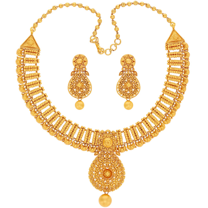 Graceful Antique Necklace Set in 22K Gold