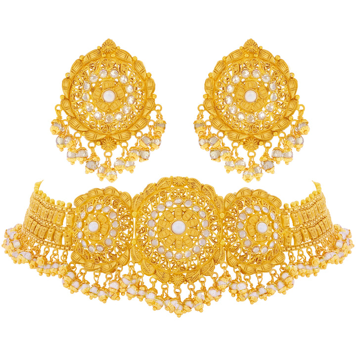 Precious Antique Choker Set With Gemstones in 22K Gold