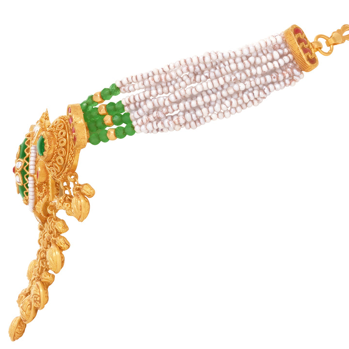 Charming Antique Necklace Set With Kundan & Gemstones in 22K Gold