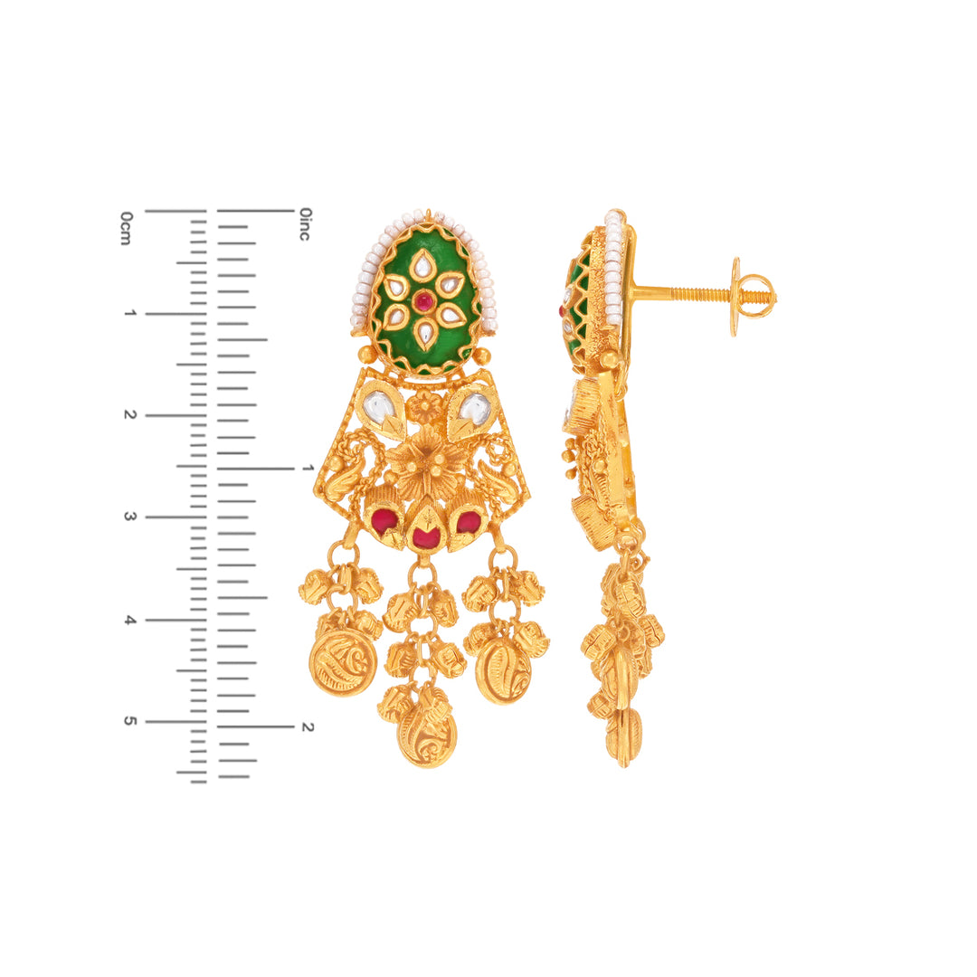 Charming Antique Necklace Set With Kundan & Gemstones in 22K Gold