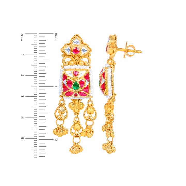 Opulent Antique Necklace Set With Kundan & Gemstones in 22K Gold