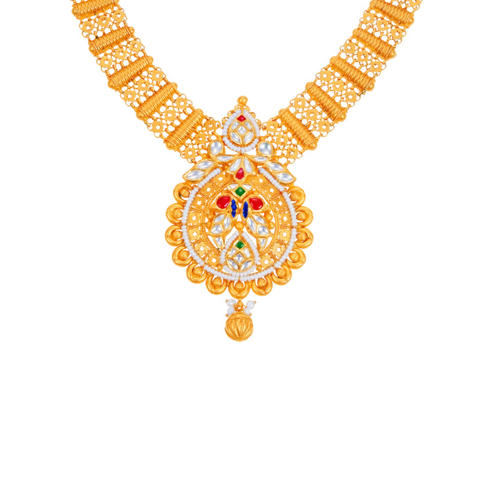 Mesmerizing Antique Necklace Set With Kundan & Gemstones in 22K Gold