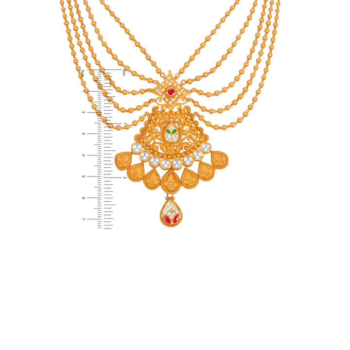 Glamorous Antique Necklace Set With Kundan & Gemstones in 22K Gold