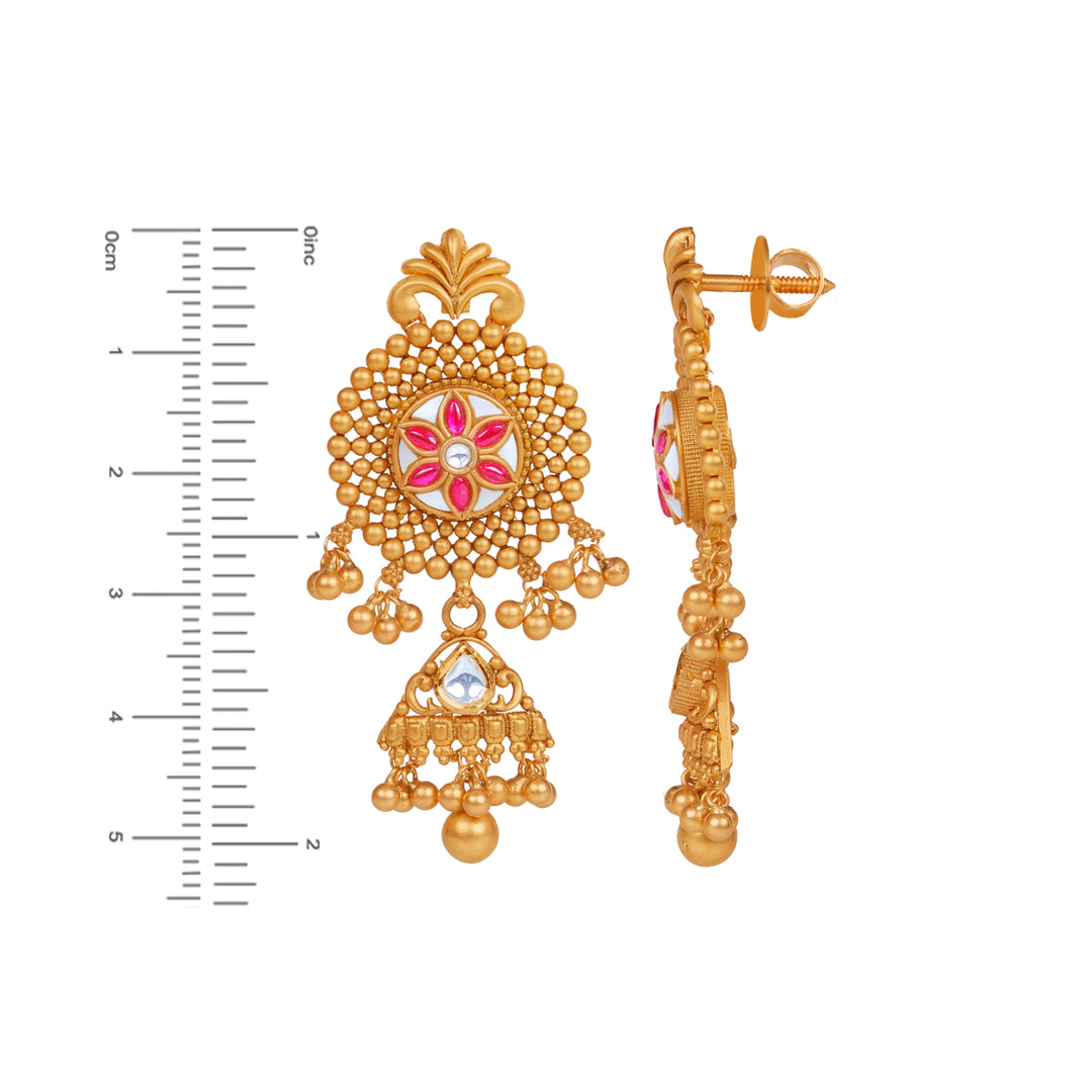 Enchanting Antique Necklace Set With Kundan & Gemstones in 22K Gold