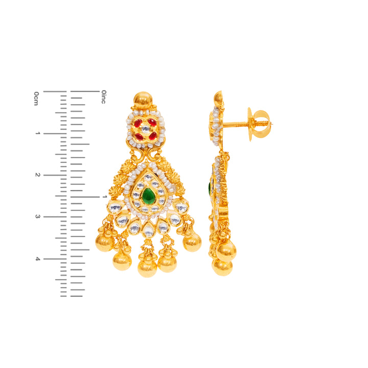 Subtle Antique Necklace Set With Kundan & Gemstones in 22K Gold