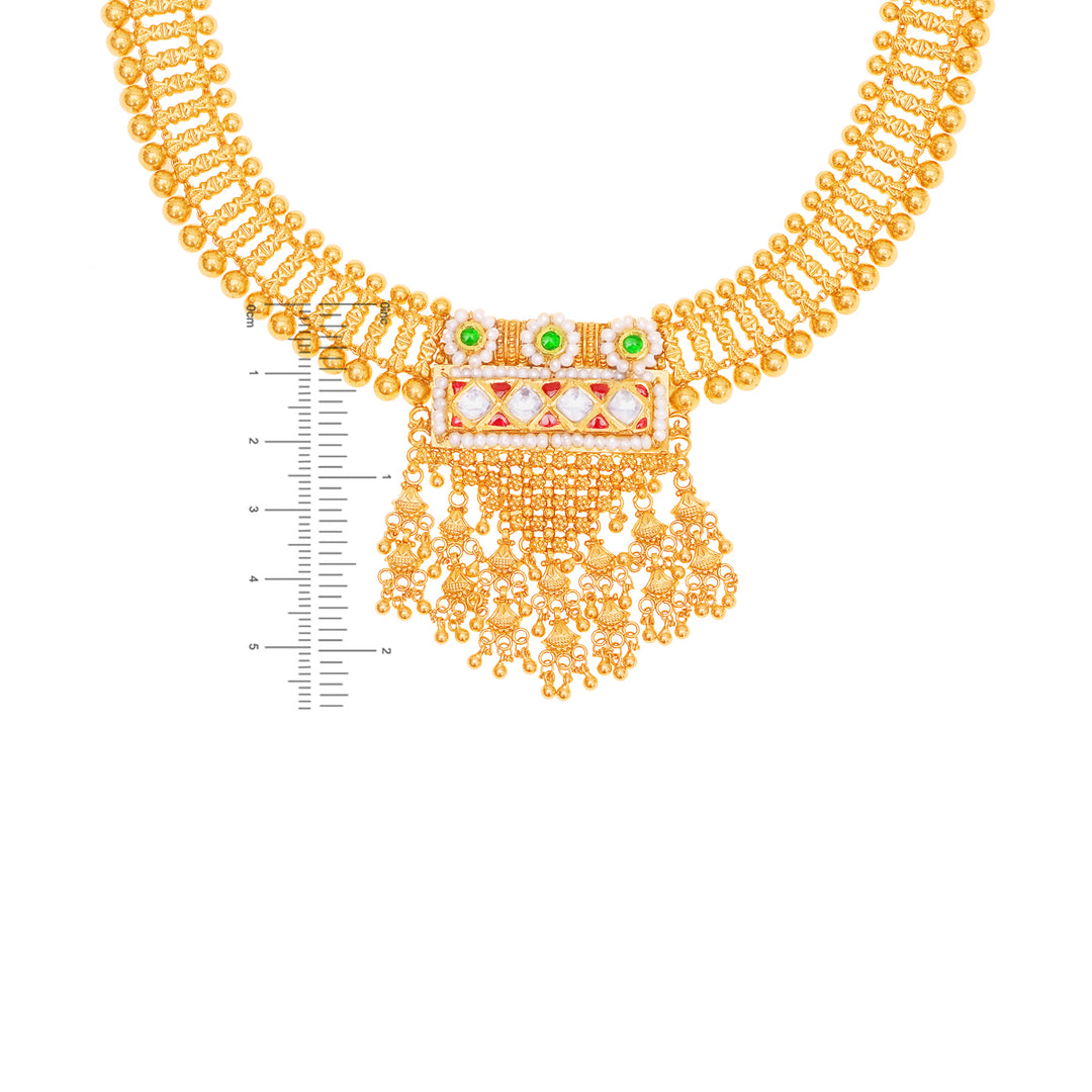 Delightful Antique Necklace Set With Kundan & Gemstones in 22K Gold