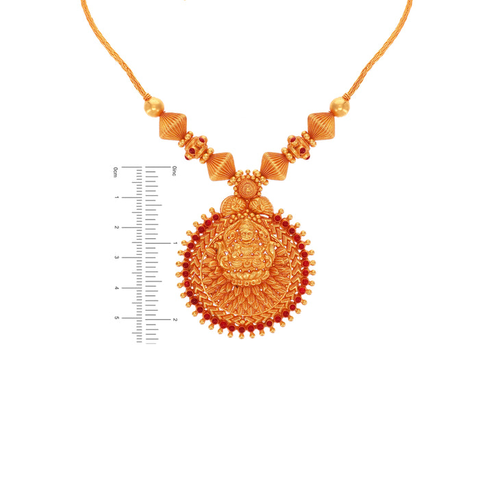 Artistic Antique Laxmi Necklace Set With Ruby in 22K Gold