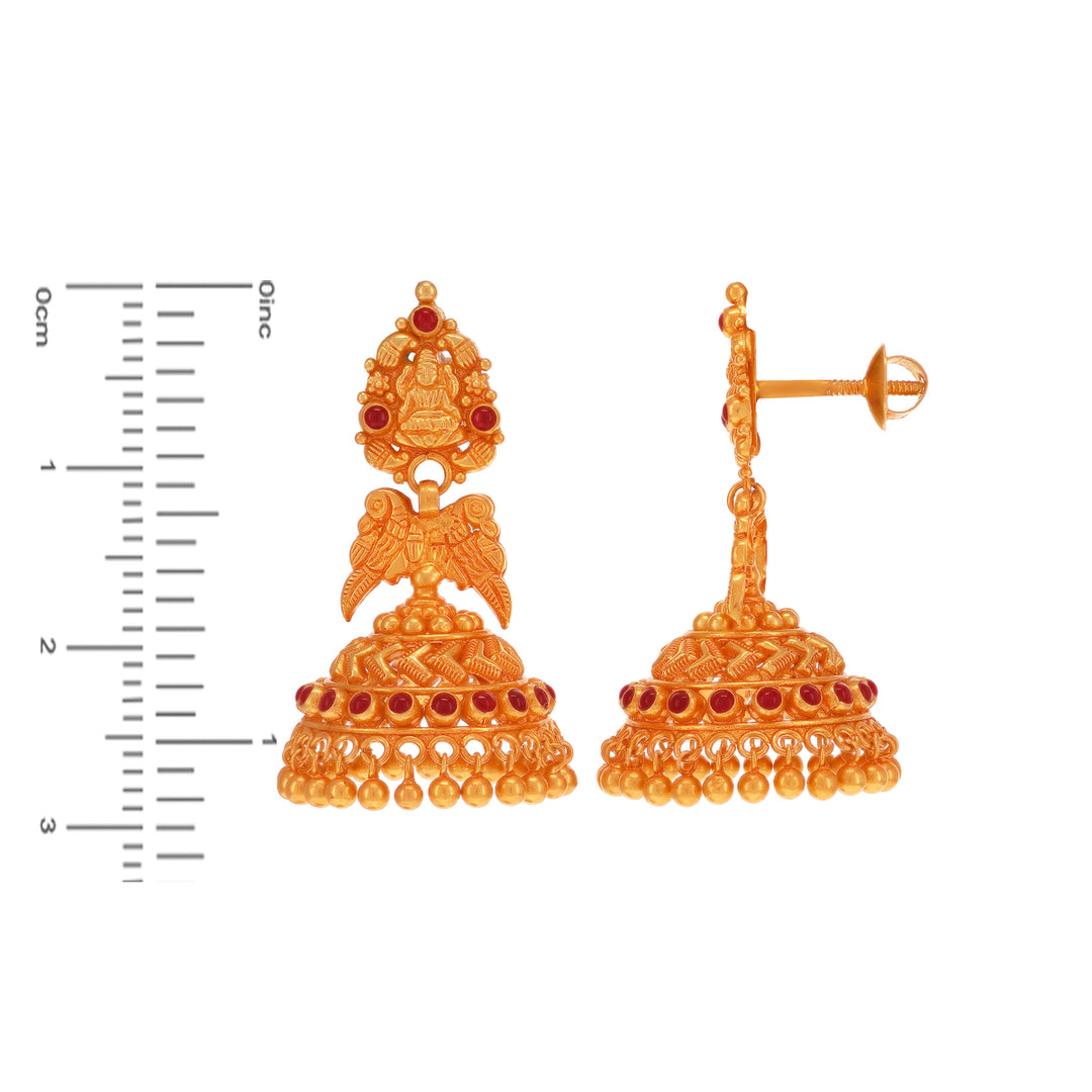 Artistic Antique Laxmi Necklace Set With Ruby in 22K Gold