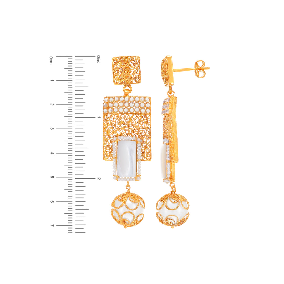 Exquisite Necklace Set With CZ & Pearl in 22K Gold