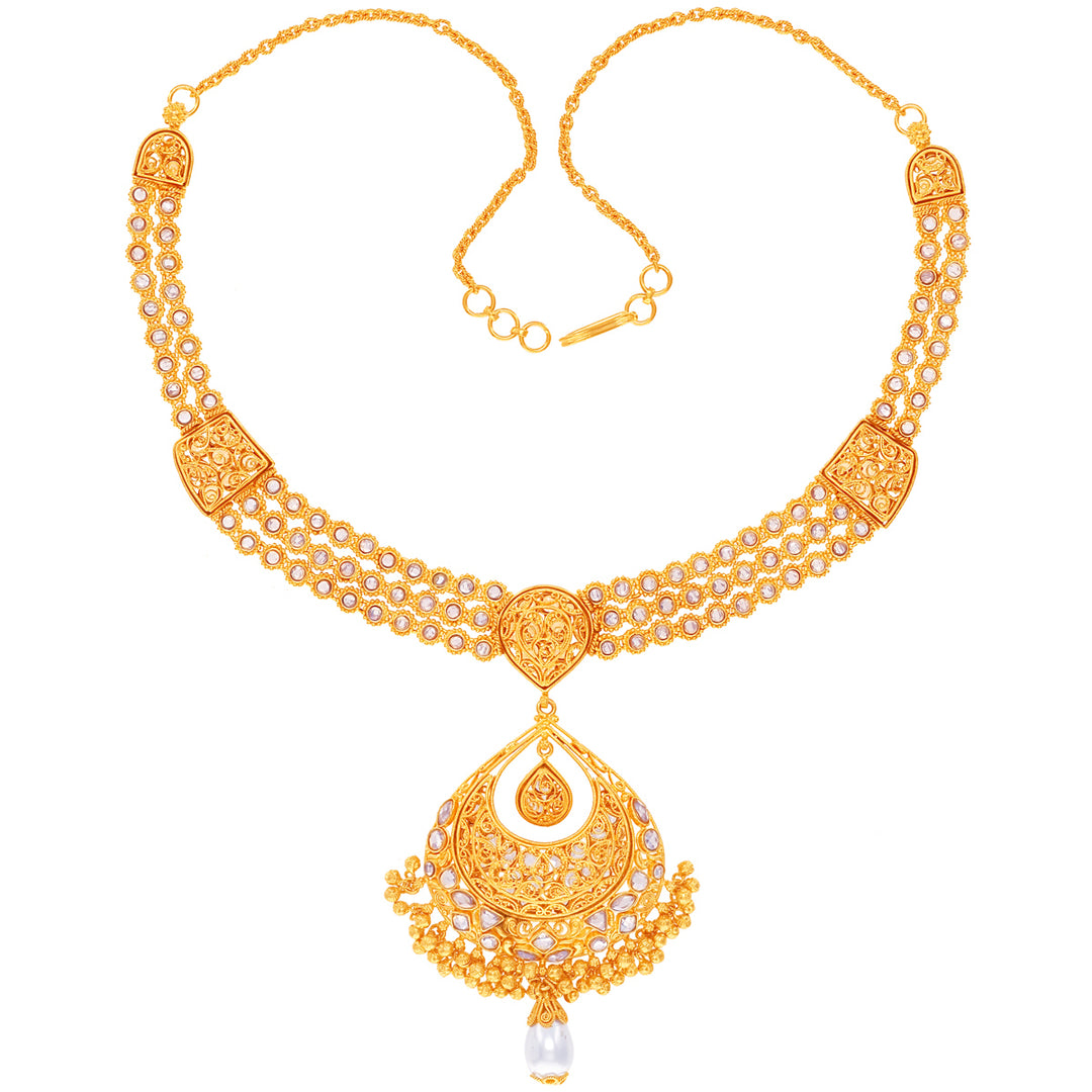 Antique Necklace With Gemstones in 22K Gold