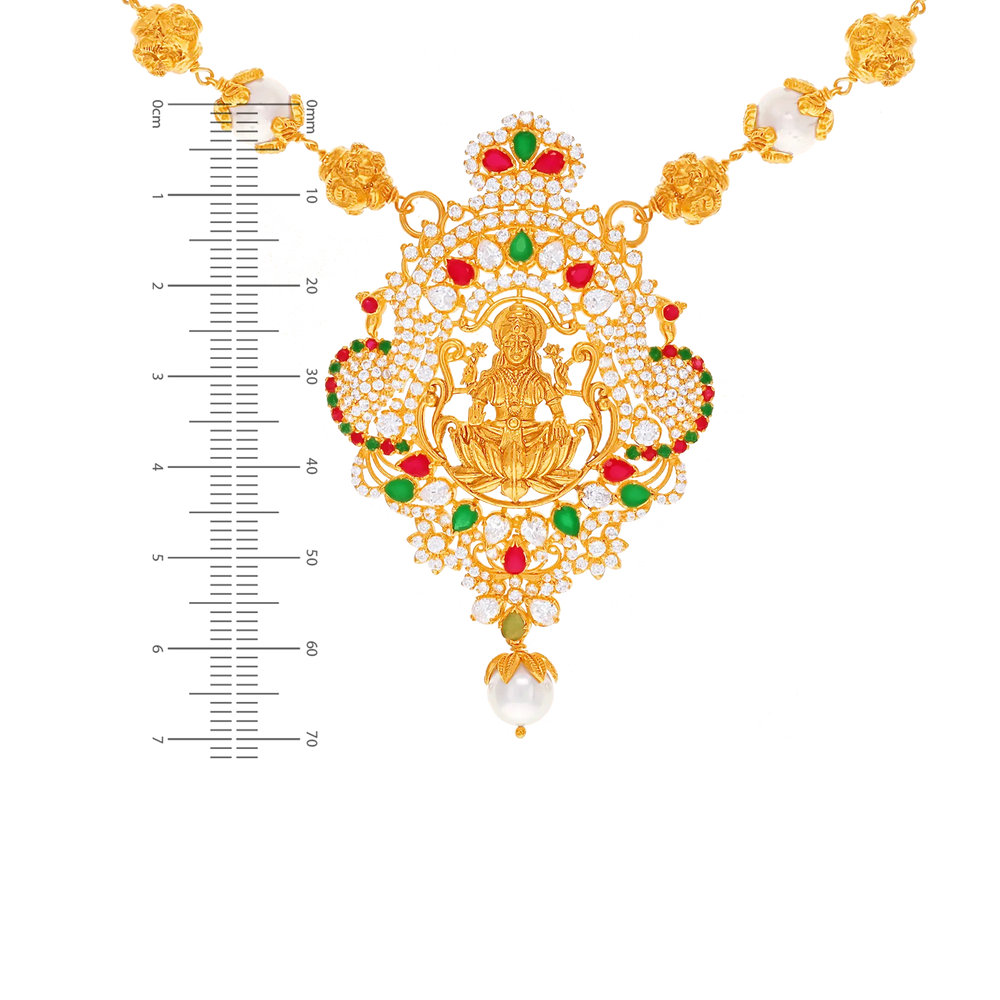 Classic Antique Patta Haaram With Pearl & Gemstones in 22K Gold