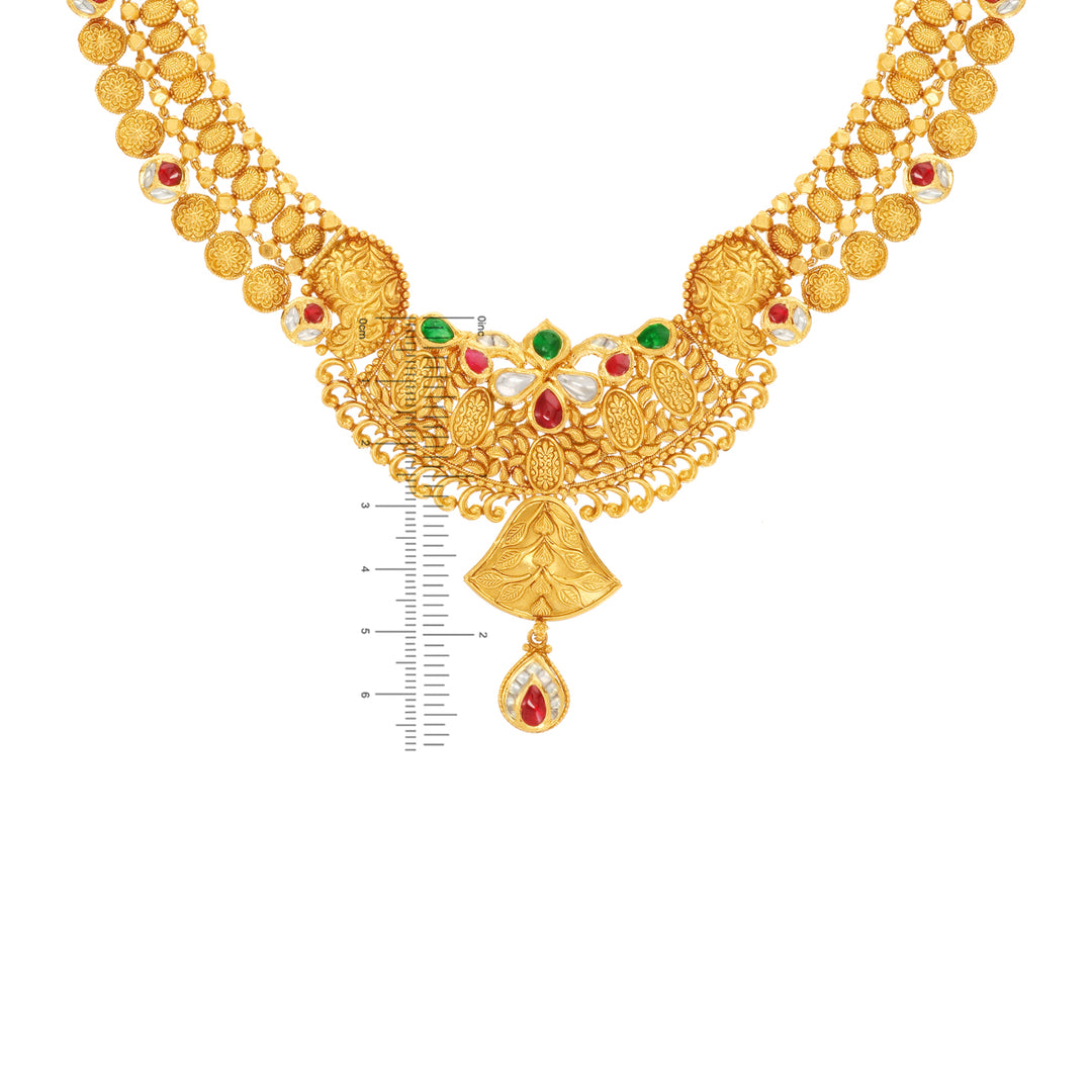Magnificent Antique Necklace Set With Kundan & Gemstones in 22K Gold