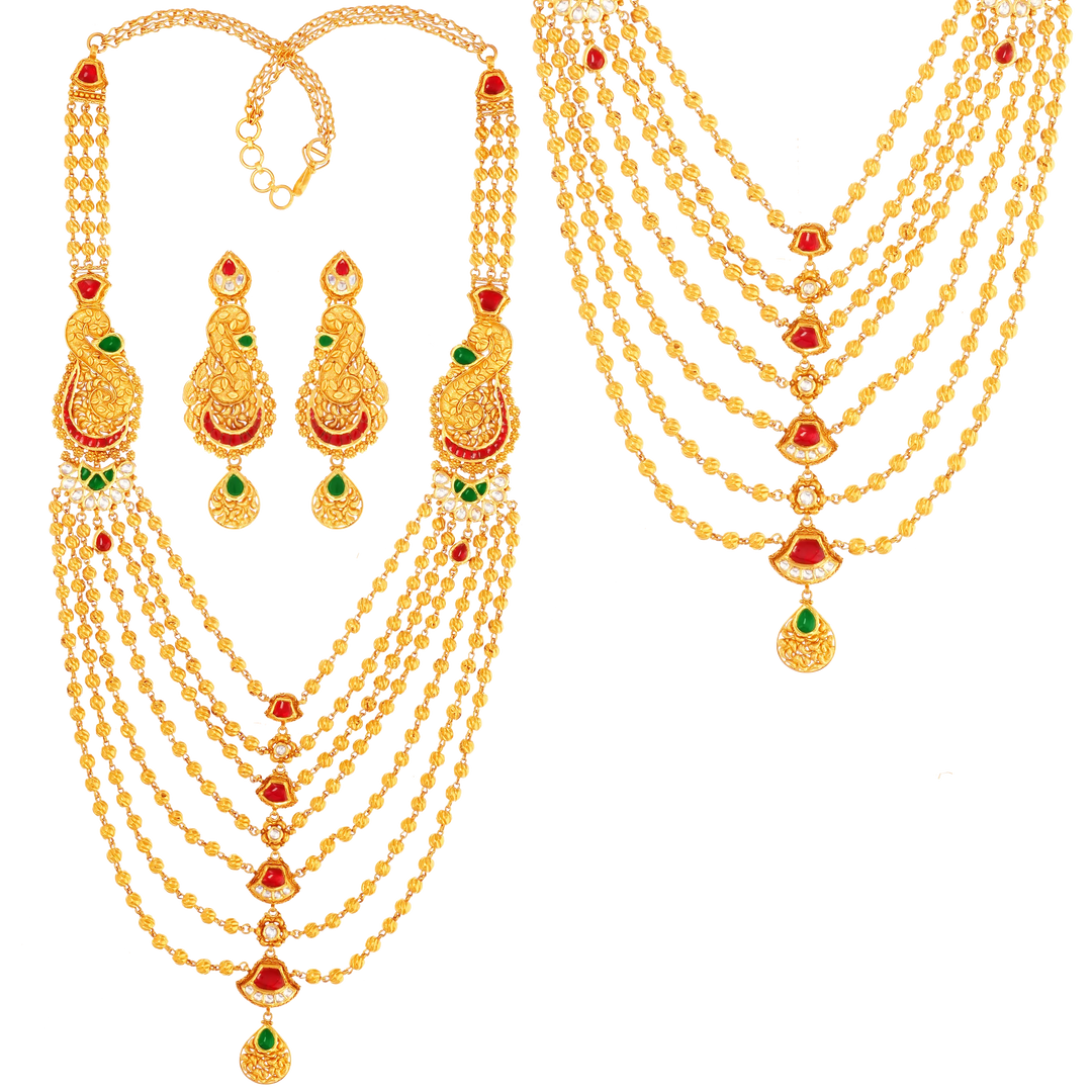 Magnificent Antique Patta Haaram With Kundan & Gemstones in 22K Gold