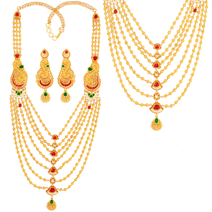 Magnificent Antique Patta Haaram With Kundan & Gemstones in 22K Gold