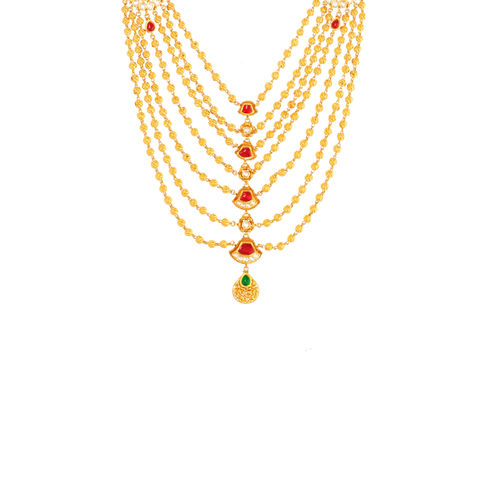 Magnificent Antique Patta Haaram With Kundan & Gemstones in 22K Gold