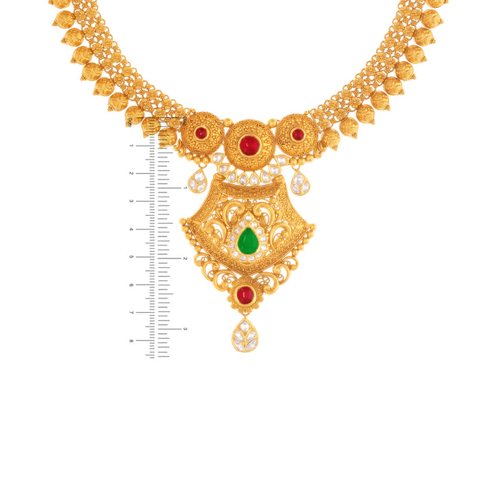Distinctive Antique Necklace Set With Kundan Ruby & Emerald in 22K Gold