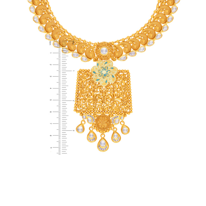 Delightful Antique Necklace Set With Kundan & Gemstones in 22K Gold