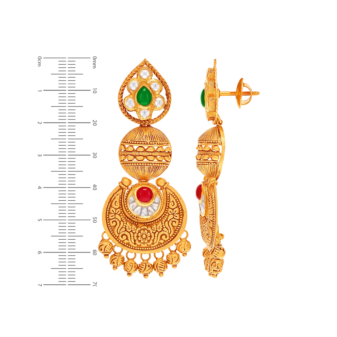 Artistic Antique Paata Haaram With Kundan & Gemstones in 22K Gold