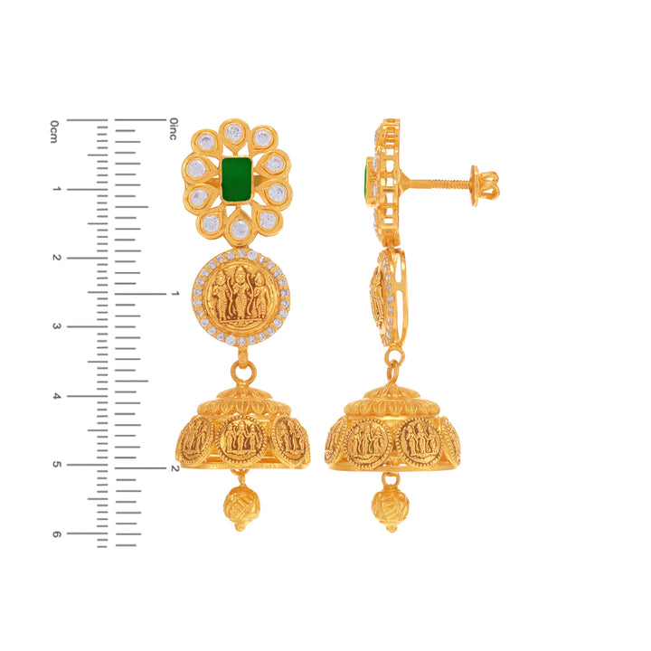 Intriguing Antique Necklace Set With Emerald & CZ in 22K Gold