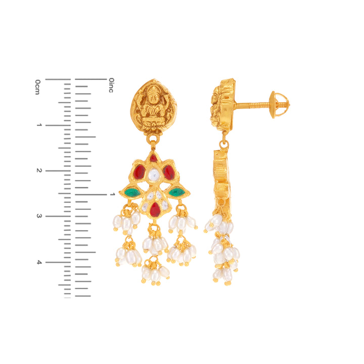 Ravishing Antique Laxmi Gutta Pusalu Necklace Set With Kundan & Gemstones in 22K Gold