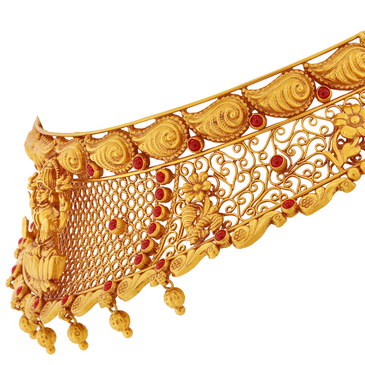 Sophisticated Antique Laxmi Choker Set With Gemstones in 22K Gold