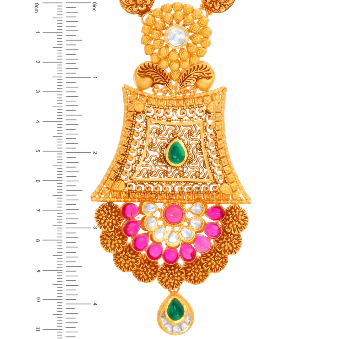 Stunning Antique Patta Haaram With Kundan & Gemstones in 22K Gold