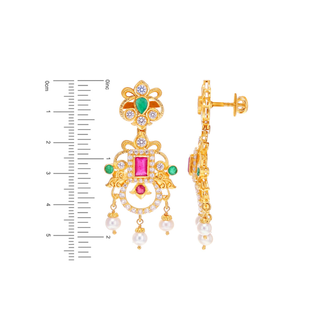 Magnificent Antique Necklace Set With Gemstones in 22K Gold