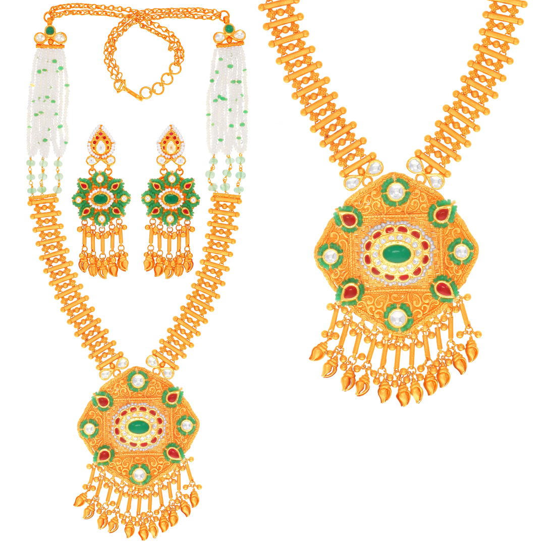 Charming Antique Patta Haaram With Kundan Gemstones in 22K Gold