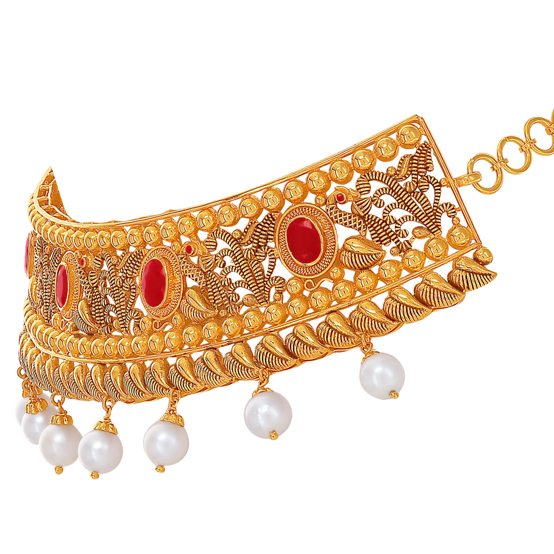 Artistic Antique Choker Set With Ruby & Gemstones in 22K Gold