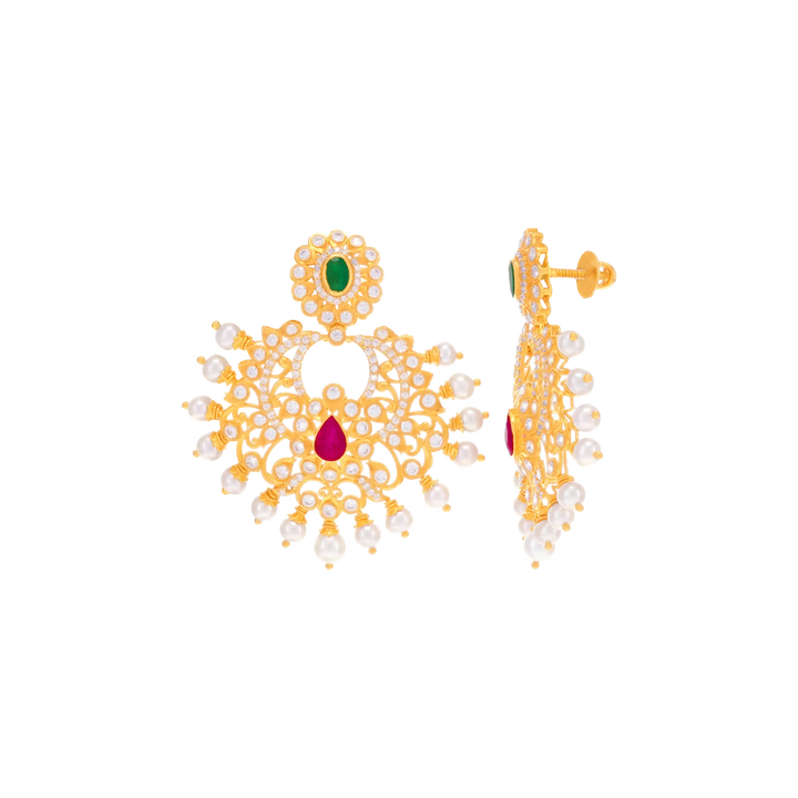 Magnificent Antique Necklace Set With Ruby Emerald & Gemstones in 22K Gold