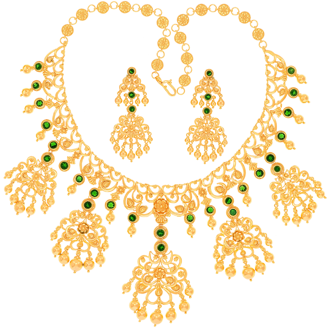 Intriguing Antique Necklace With Gemstones in 22K Gold