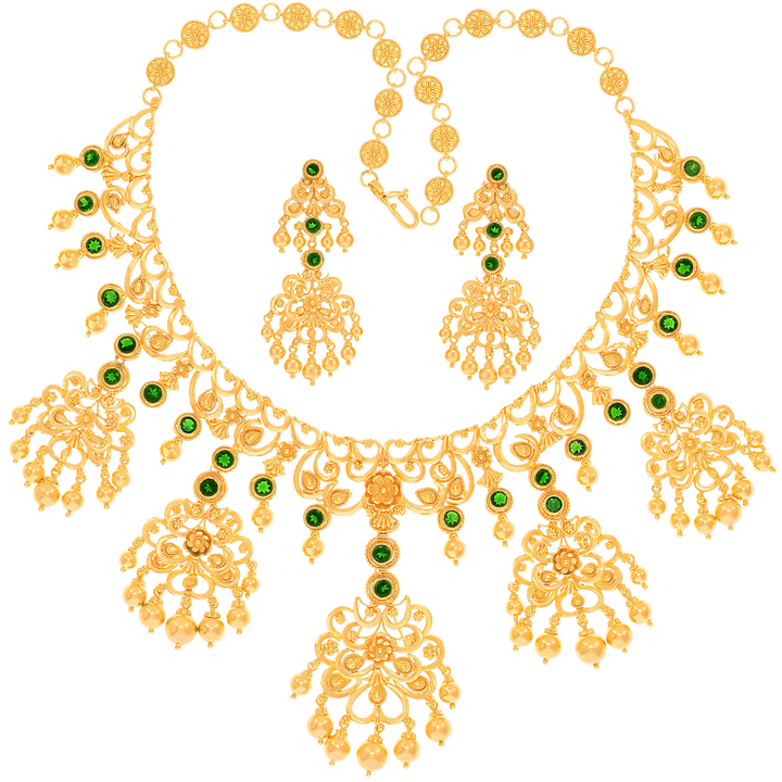 Intriguing Antique Necklace With Gemstones in 22K Gold