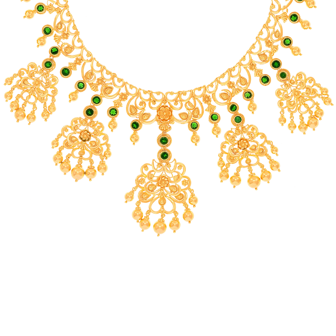 Intriguing Antique Necklace With Gemstones in 22K Gold