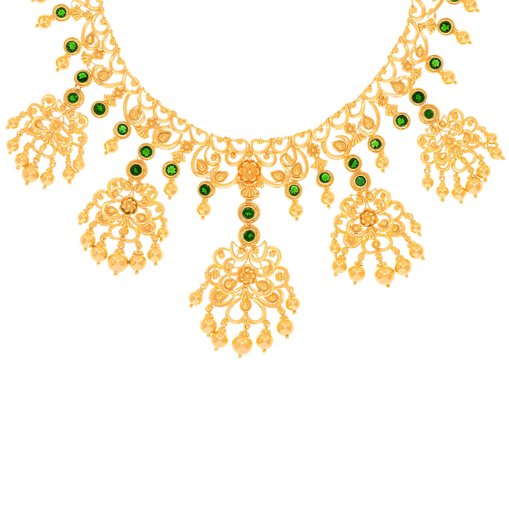 Intriguing Antique Necklace With Gemstones in 22K Gold