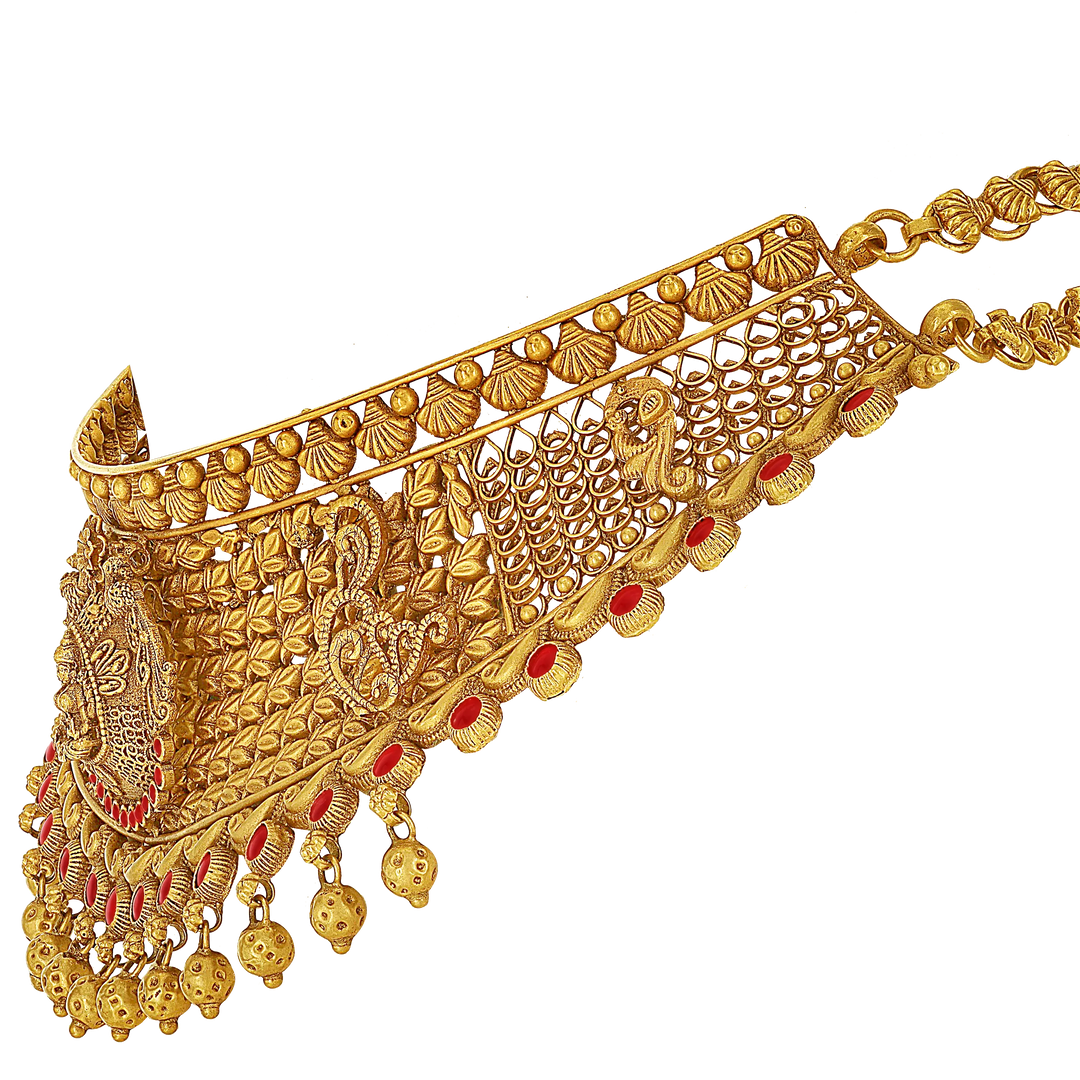 Elegant Antique Laxmi Choker Set with Gemstones in 22K Gold